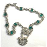 Vintage paste stone necklace missing green stone please see images for details
