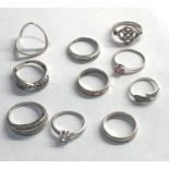 Collection of 10 vintage silver rings