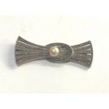 Theodore Fahner silver and pearl brooch me4asures approx. 5.5cm by 2cm clasp missing will need