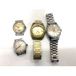 Selection of 4 vintage gents wristwatches sagara anrox edox and roamer spares parts or repair