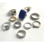 Selection of 10 vintage silver rings