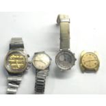 Selection of 4 vintage gents wristwatches cetikon jungans citizen and bulova spares or repair