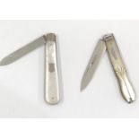 3 Antique silver blade and mother of pearl fruit knives