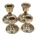 2 Pairs of silver squat candle sticks Birmingham silver hallmarks please see images for details