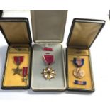3 USA boxed medals bronze star soldiers medal etc