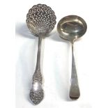 Georgian silver ladle and large continental silver shifter spoon