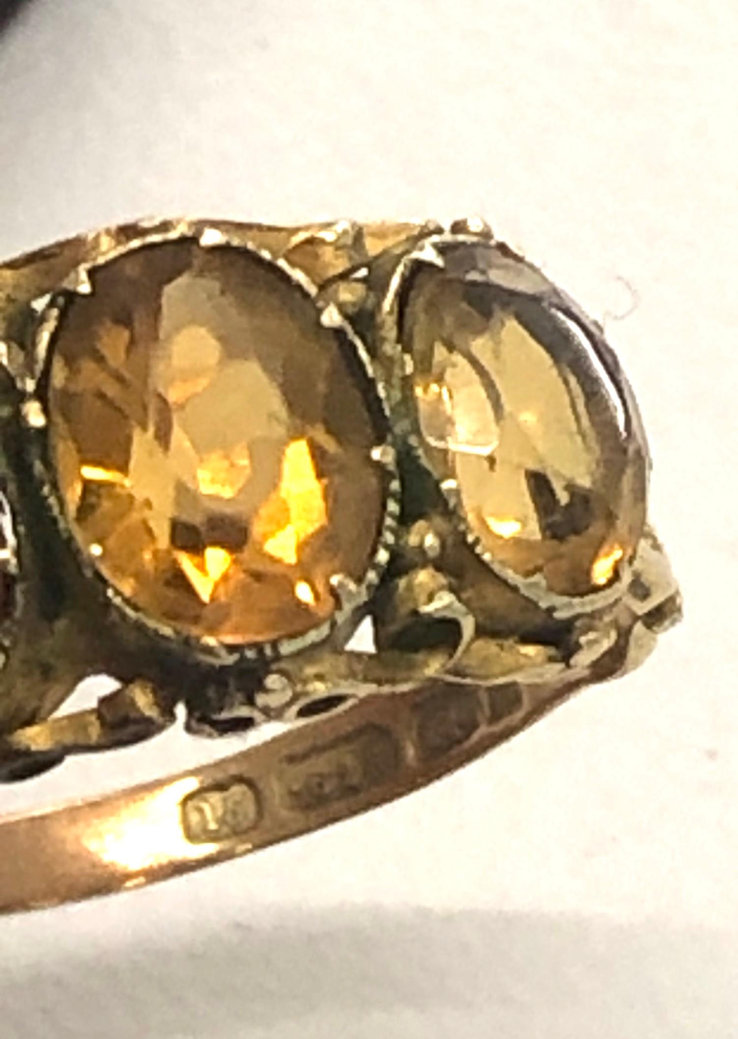 Victorian 15k gold citeron ring, approx weight 2.2g - Image 3 of 3