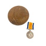 WW1 death plaque and war medal to 243862 pte j.e pack cheshire regiment