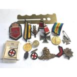 Selection of military item badges medals etc please see images for details