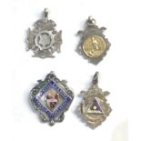 Selection of 4 silver watch chain fobs
