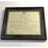 Original Framed WW1 general list t/capt r.m wormald mentioned in despatch letter