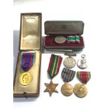 Selection of medals including french medal woman's voluntary medal plus ww2 medals