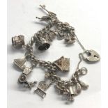 Vintage silver charm bracelet weight 52g