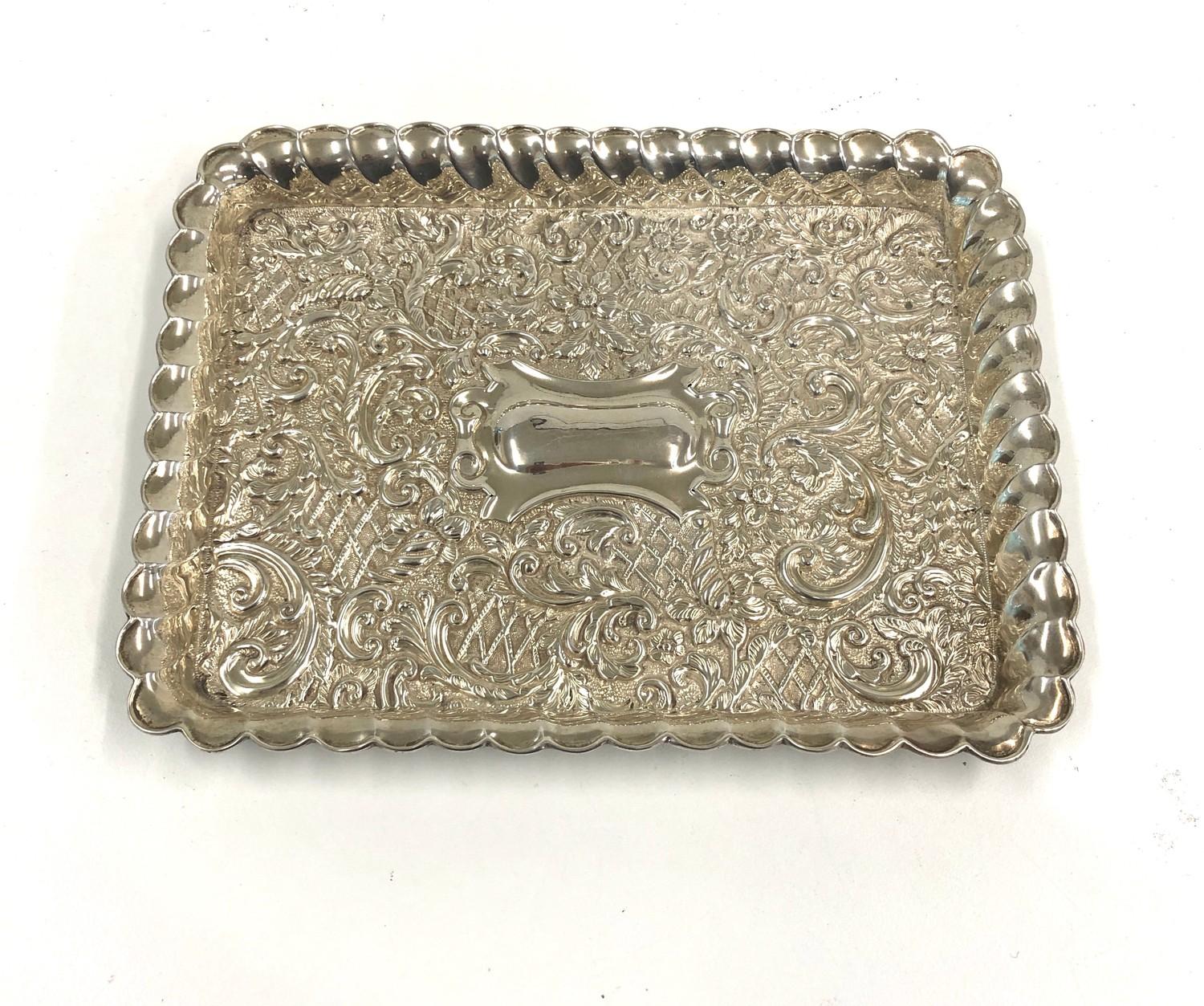 Antique silver embossed bedroom tray, Birmingham silver hallmarks weight approx 215g