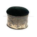 Vintage silver jewellery pin cushion box birmingham silver hallmarks measures approx 9cm dia