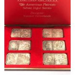 Boxed set of 6 American patriots silver ingot series each 20g of 999 silver