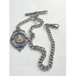 Antique silver Albert chain and fob weight 46g