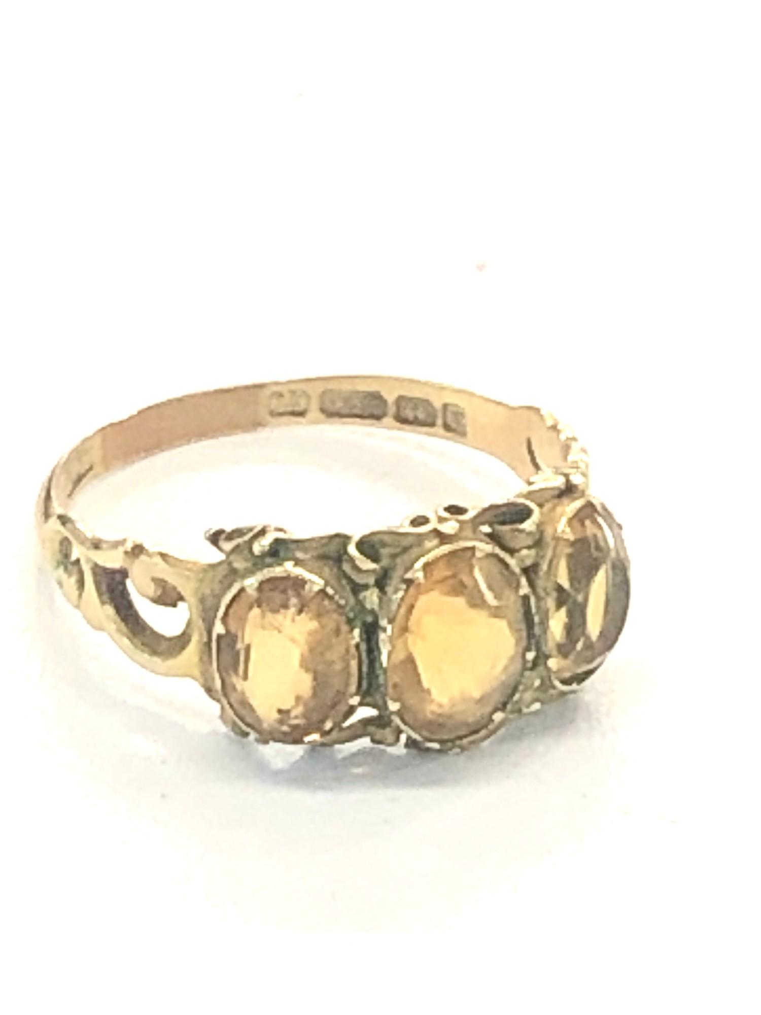 Victorian 15k gold citeron ring, approx weight 2.2g
