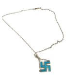 1923 Silver and enamel pendant and chain