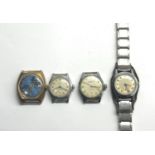 Selection of 4 vintage gents wristwatches swiss sentinal solix kienzle and tip top spares or repair