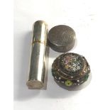 Vintage silver pill boxes and silver lipstick holder please see images for details