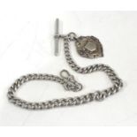 Antique silver pocket watch chain and fob