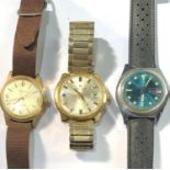 3 Vintage gents wristwatches all ticking but no warranty given please see images for details sold as