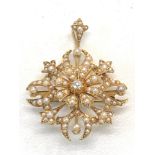 Antique 15ct gold diamond and pearl collar pendant weight 8g