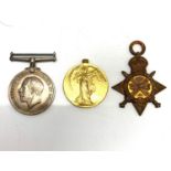 Trio of WW1 medals, named PTE.J.W.Timms.R.Fuss