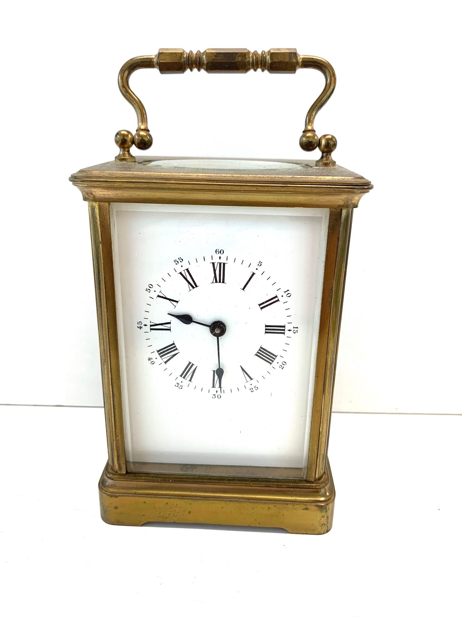 Large vintage brass carriage clock working order but no warranty given