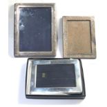 3 silver picture frames 1 boxed largest measures approx 21cm by 17cm