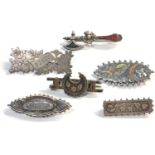 6 antique victorian silver brooches