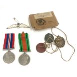 WW2 boxed RAF medals with badges and id tags