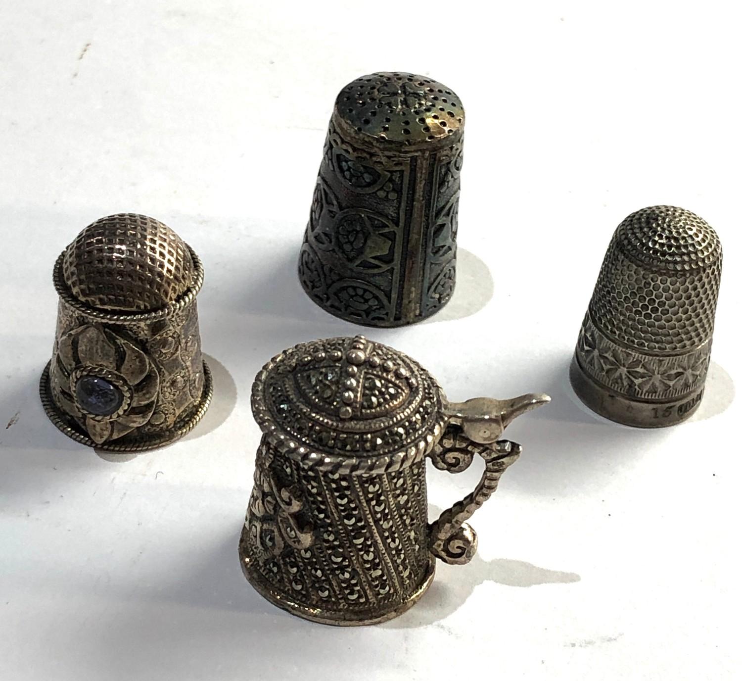 4 Silver thimbles please see images for details - Image 2 of 2
