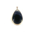 Large 9ct gold blue john and amber pendant weight 17.9g measures approx 52mm by 26mm