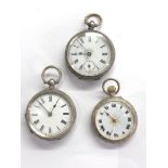 3 Antique silver fob watches all complete non working spares or repair please see images for details