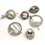 6 Vintage Scottish silver brooches