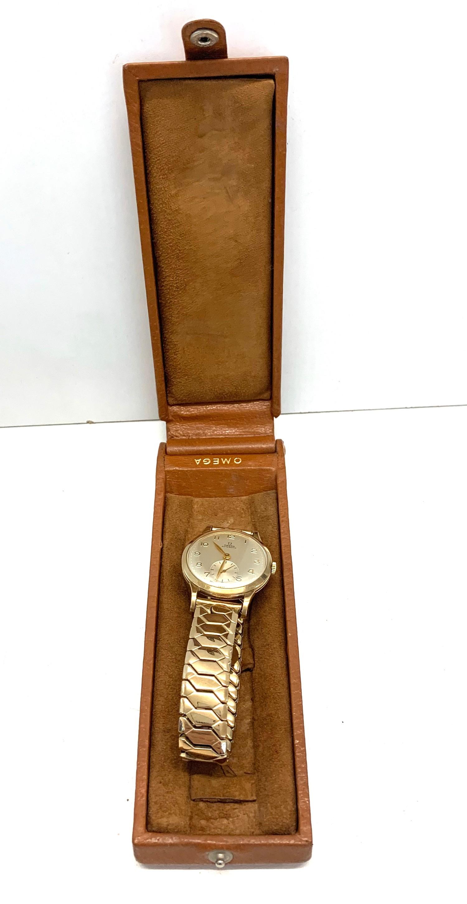 Vintage 9ct gold omega automatic gents wristwatch working order but no warranty given