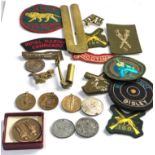 Selection of military / shooting item includes badges patches medals etc please see images for