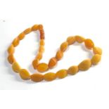 Vintage egg yolk amber bead necklace weight 37g