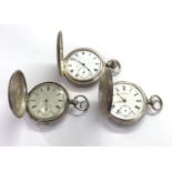3 Antique silver pocket watches all complete non working spares or repair please see images for