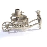 Dutch silver miniature man pushing cart dutch silver sword hallmarks