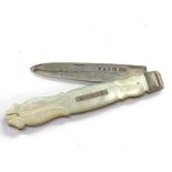Early victorian silver blade and mother of pearl handle fruit knife