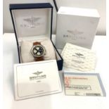 Limited Edition Breitling black dial platinum old Navitimer Platine chronograph gents wristwatch