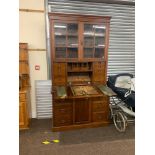 Secretaire mahogany bookcase measures approx height 88.5" width 48"depth 19.5"