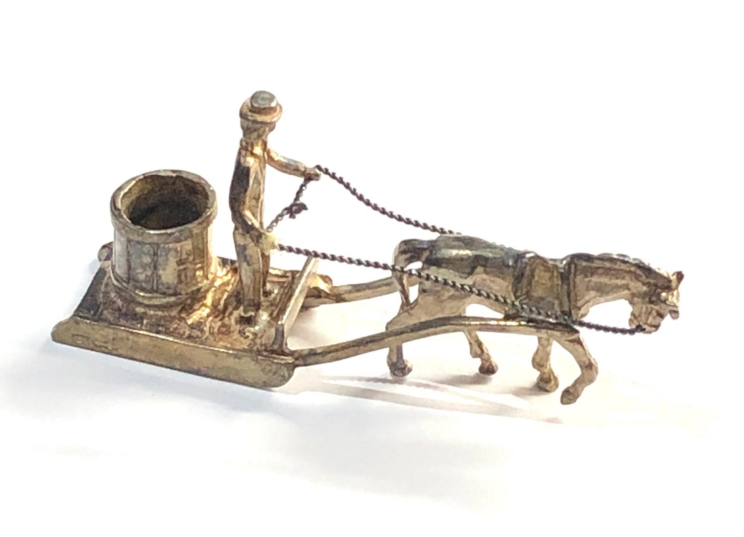 Dutch silver miniature horse drawn sledge dutch silver hallmarks please see images for details - Image 2 of 2