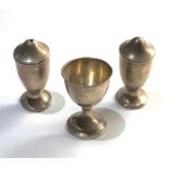 Selection of silver items includes salt and pepper and egg cup please see images for details