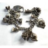 Vintage silver charm bracelet weight 61g