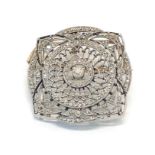 Antique platinum and diamond pendant brooch measures approx 7.3g