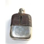 Large antique silver plated hip flask measures approx 15cm by 9cm please see images for details